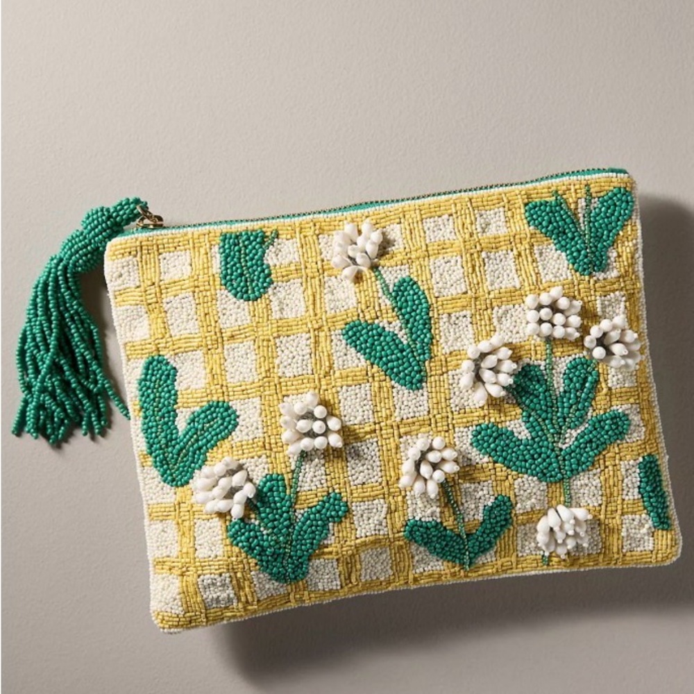 ALL THE LIKES! By Anthropologie  Fiona Large BEADED Pouch NEW